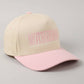 MOTHERHOOD Embroidered Two-Tone Trucker Hat in Light Pink