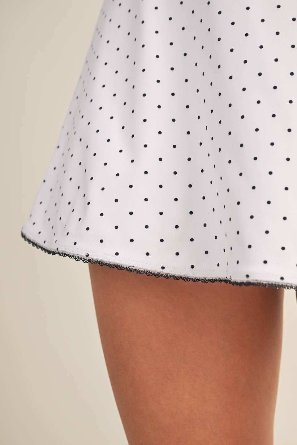 White Polka Dot Print Lace Trim Ruffle Mini Dress