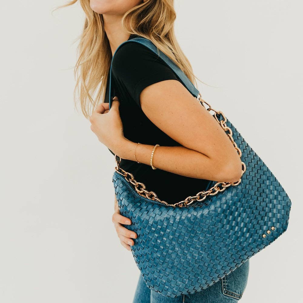 Sienna Slouchy Woven Shoulder Bag in Brown