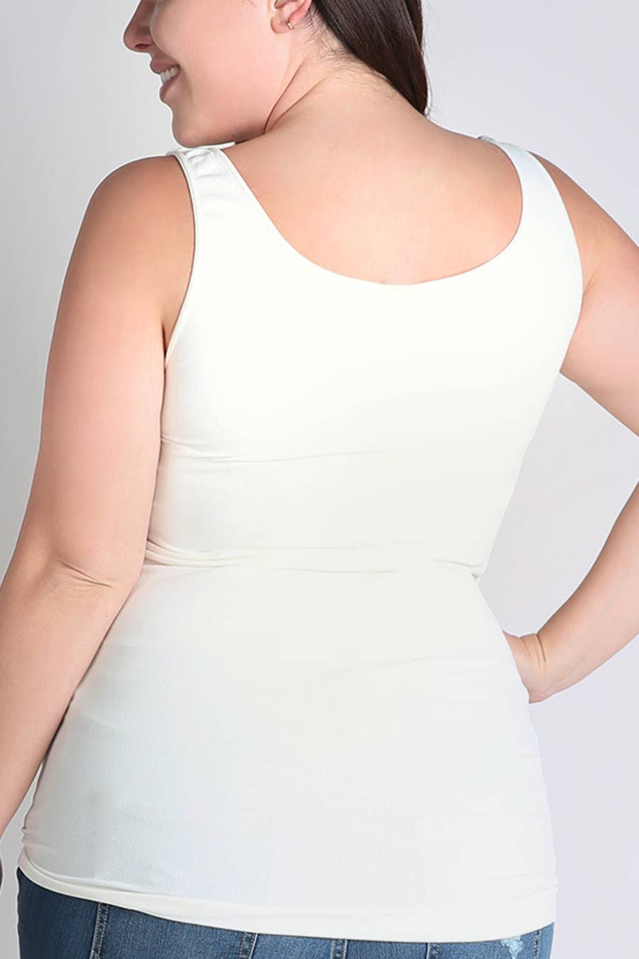 Zoey Plus Size Tank Top Jersey in White