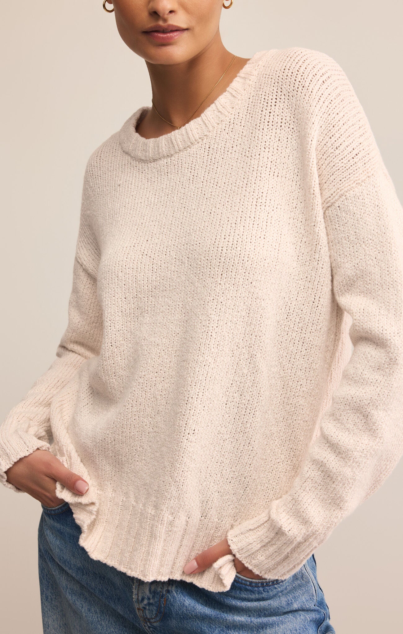 Beck Textured Sweater in Crystal
