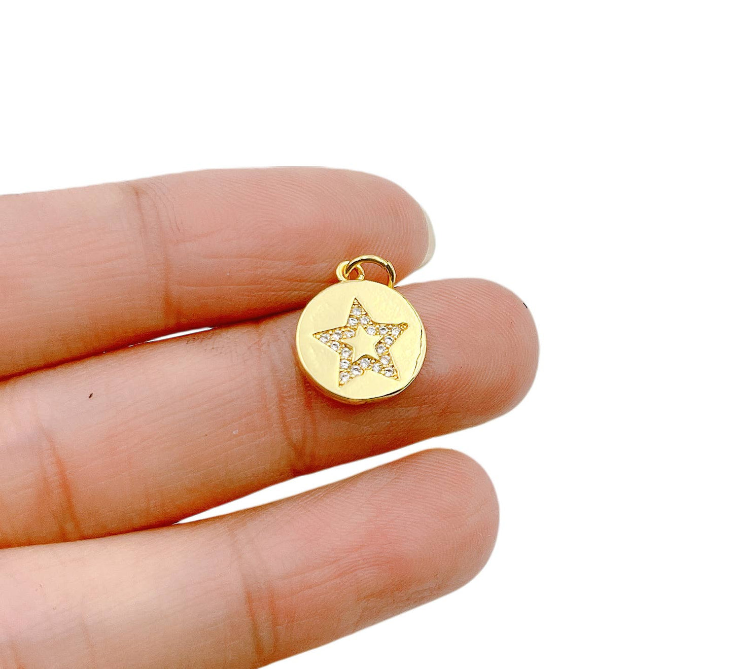 Gold Filled Star Disc Charm Pendant