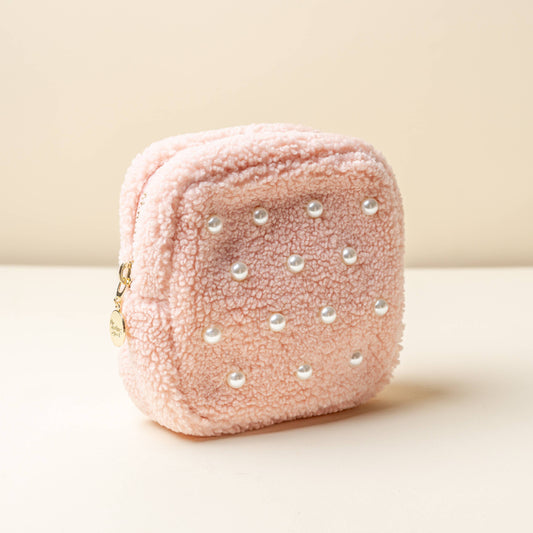 Teddy Pouch Square Pearl Blush