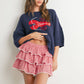 Aria Tiered Ruffle Mini Skort in Red