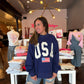 Navy USA 4th Of July Embroidered Mockneck
