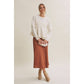 Hailey Satin Polka Dot Skirt in Burnt Orange