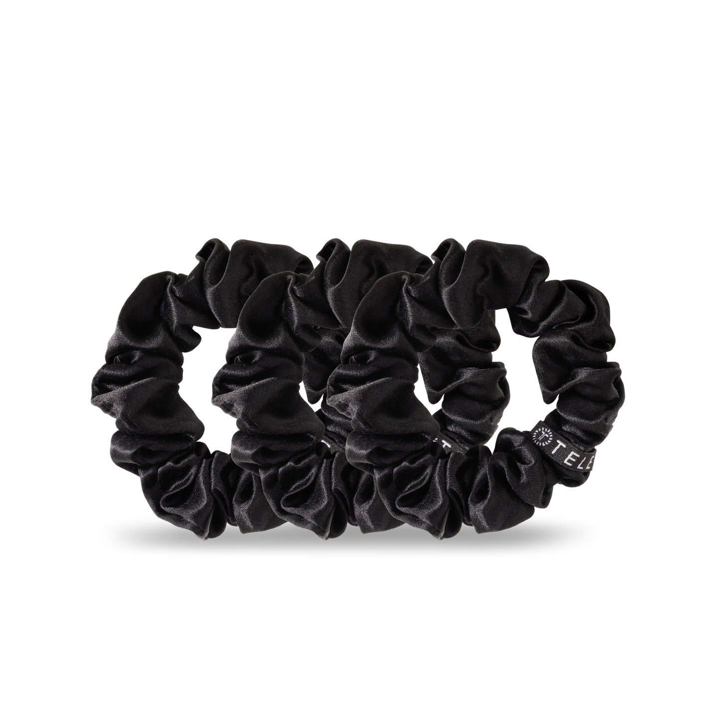 Small Jet Black Silk Hair Scrunchies