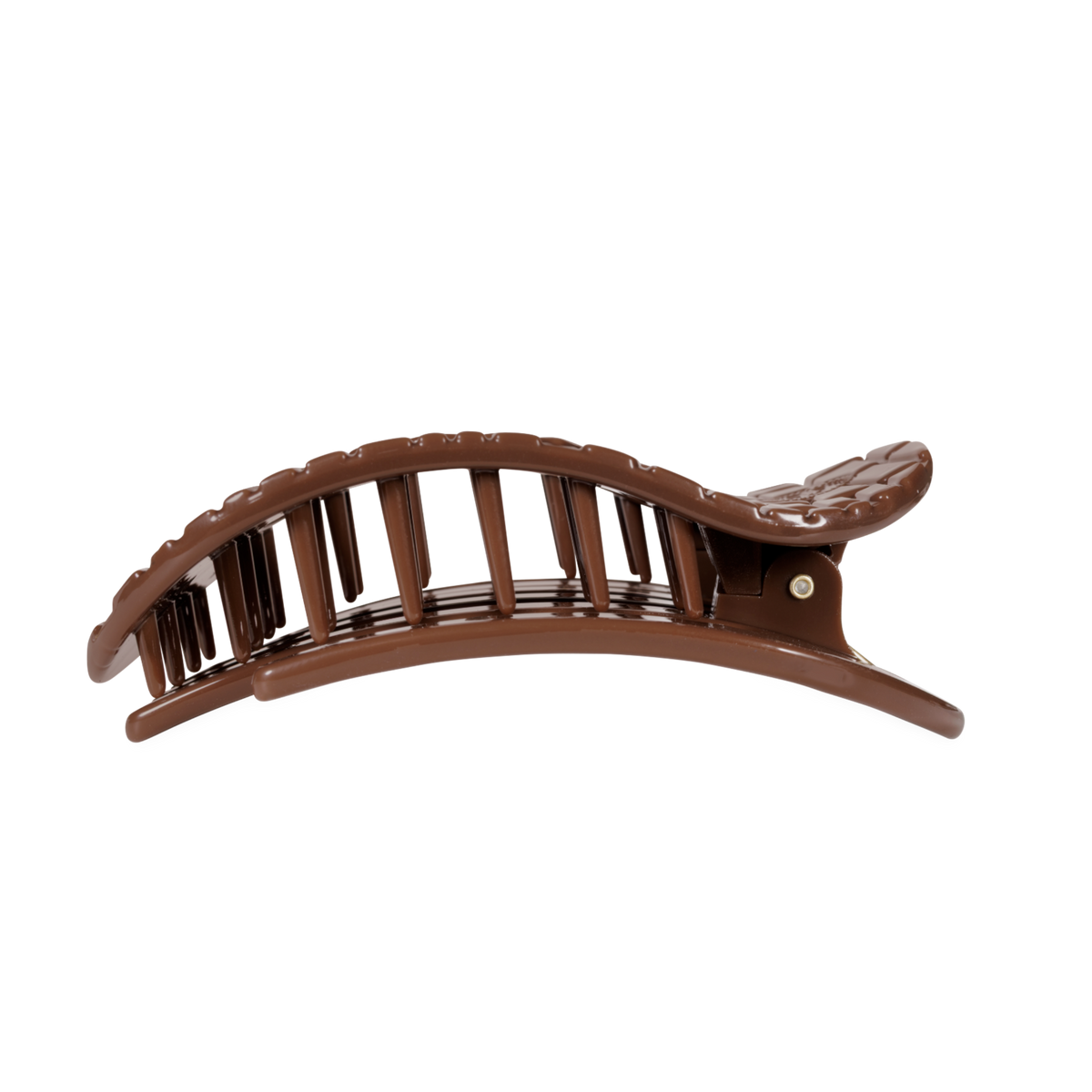 Large Brown Crocodile Flat Round Hair Clip