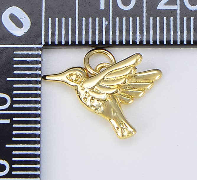 18K Gold Hummingbird Charm