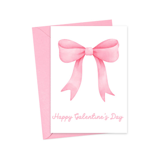 Galentines Day Card Pink Bow Greeting Cards