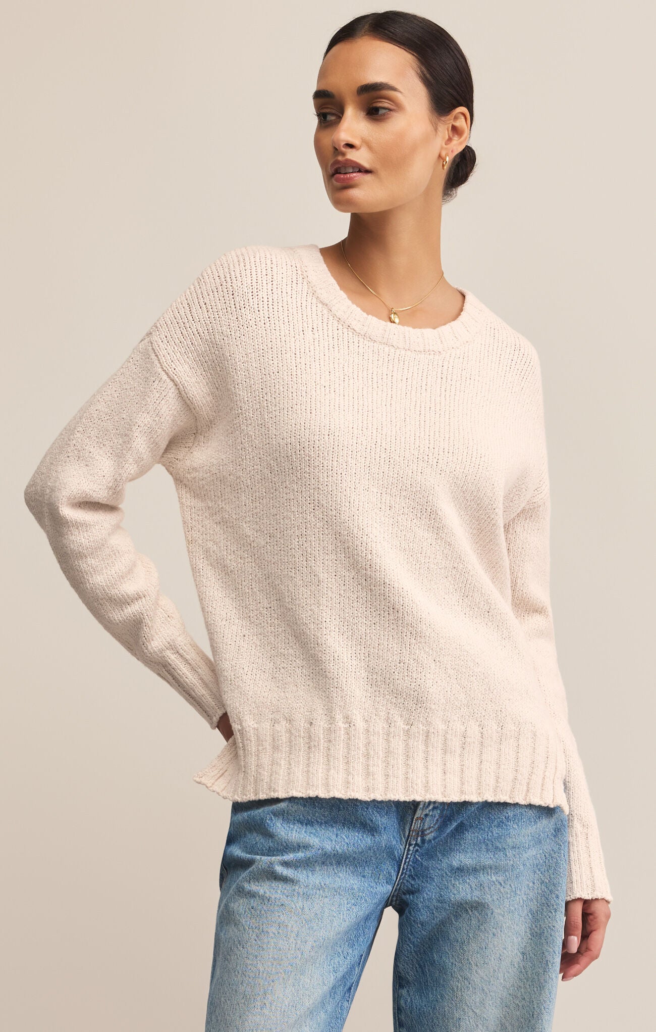 Beck Textured Sweater in Crystal
