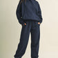 Jessica Plaid Side Stripe Oversized Pullover Hoodie in Navy