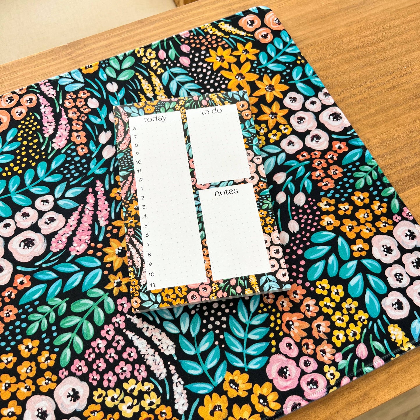 Black Floral Desk Pad: Small
