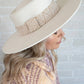 Stevie Boho Trim Wide Brim Fedora in Tan