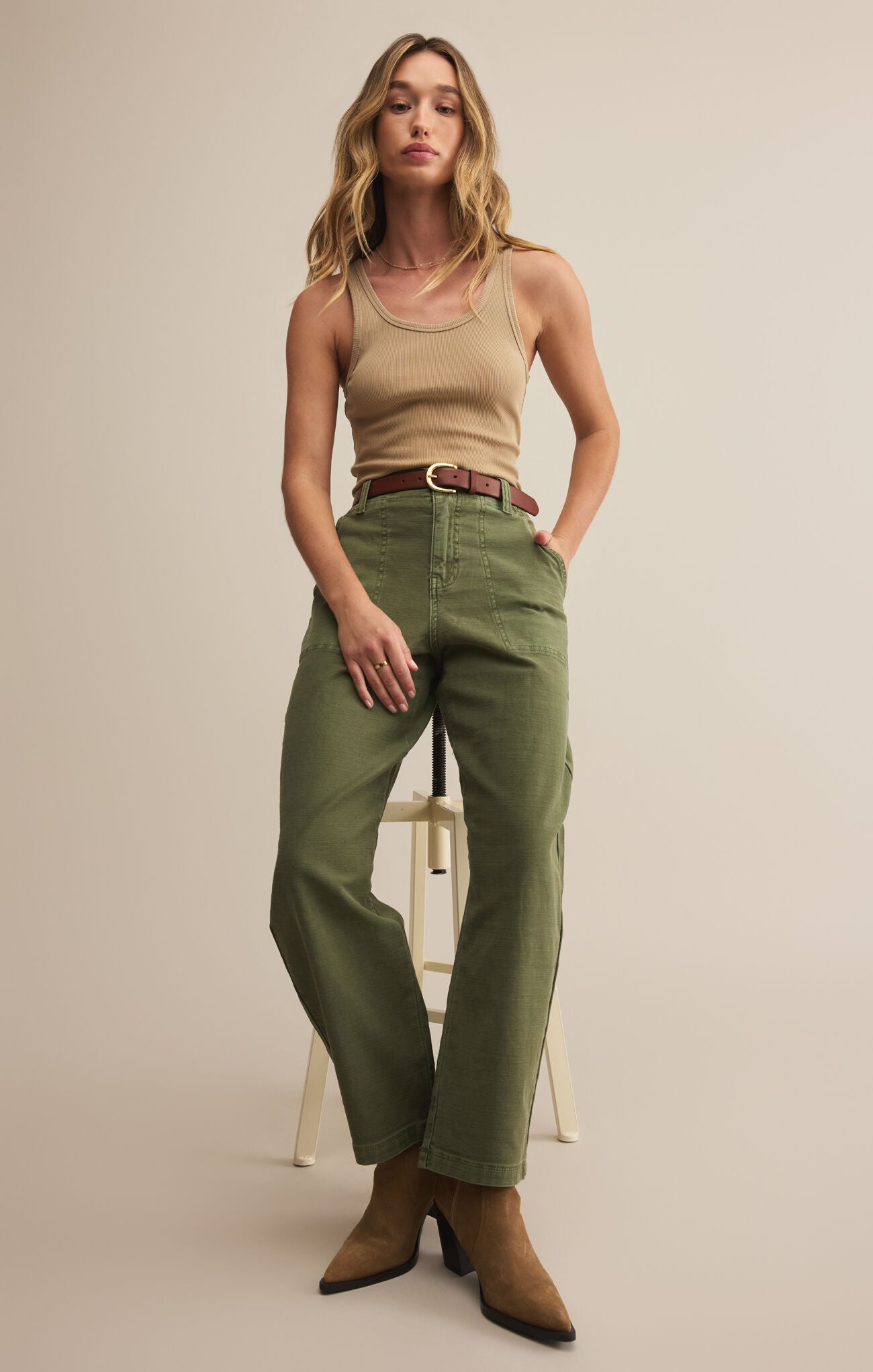 Josee Olive Twill Pants