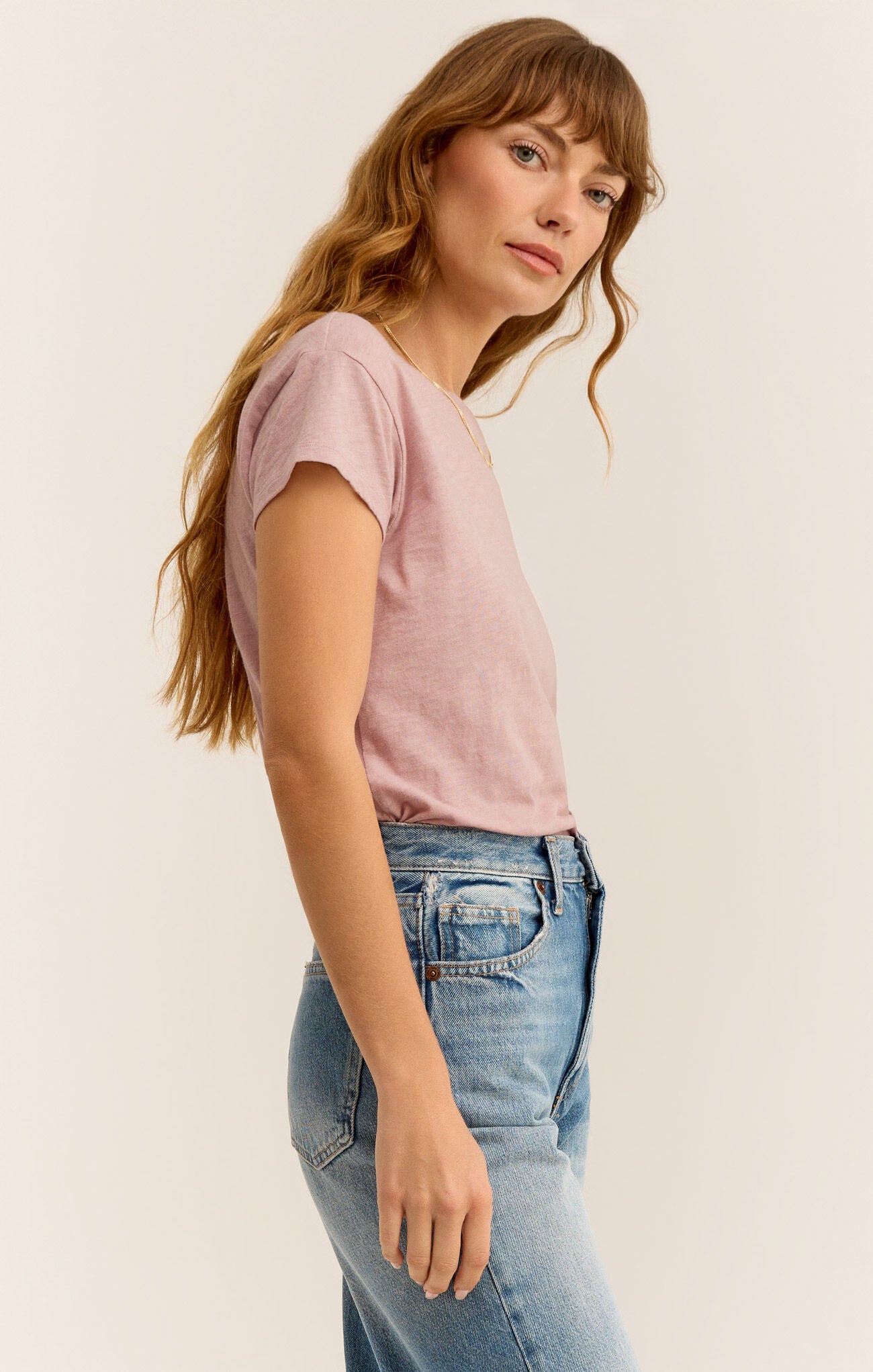 Torrie Modern Slub Tee in Lilac Gray