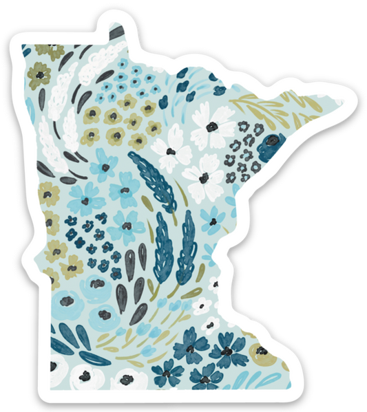 Minnesota 3x3in. Floral State Sticker: Waterfall Floral