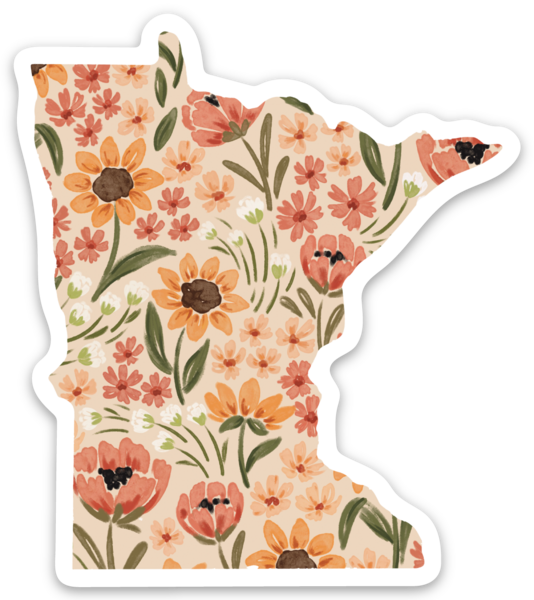 Minnesota 3x3in. Floral State Sticker: Sunny Poppies