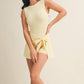 Sleeveless Wrap Tie Front Dress in Lemon