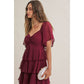 Cortney Smocked Maxi Dress in Burgundy
