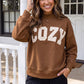 Cozy Plaid Letter Patchwork Mock Neck Sweatshirt