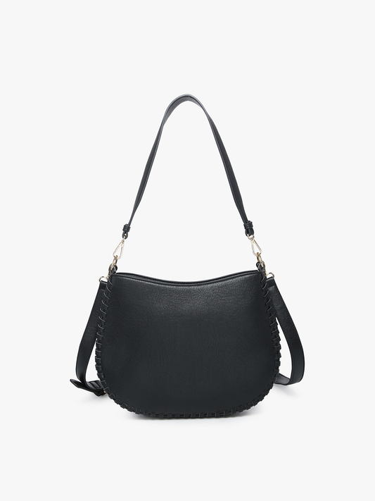 Raquel Whipstitch Saddle Bag in Black