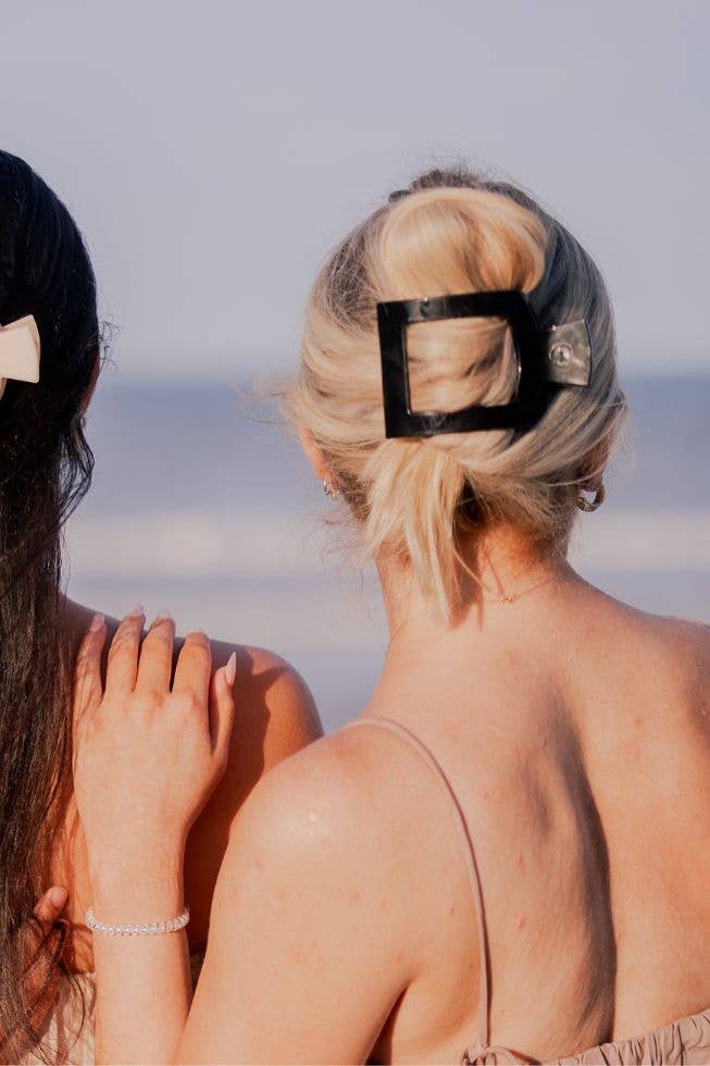 Square Flat Hair Clip Large in Jet Black