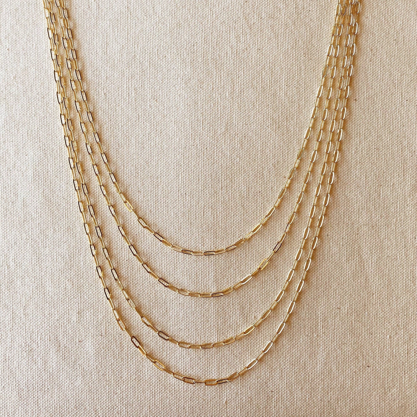 18k Gold Filled Short Link Paperclip Chain: 20 inches