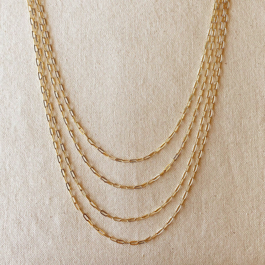 18k Gold Filled Short Link Paperclip Chain: 20 inches