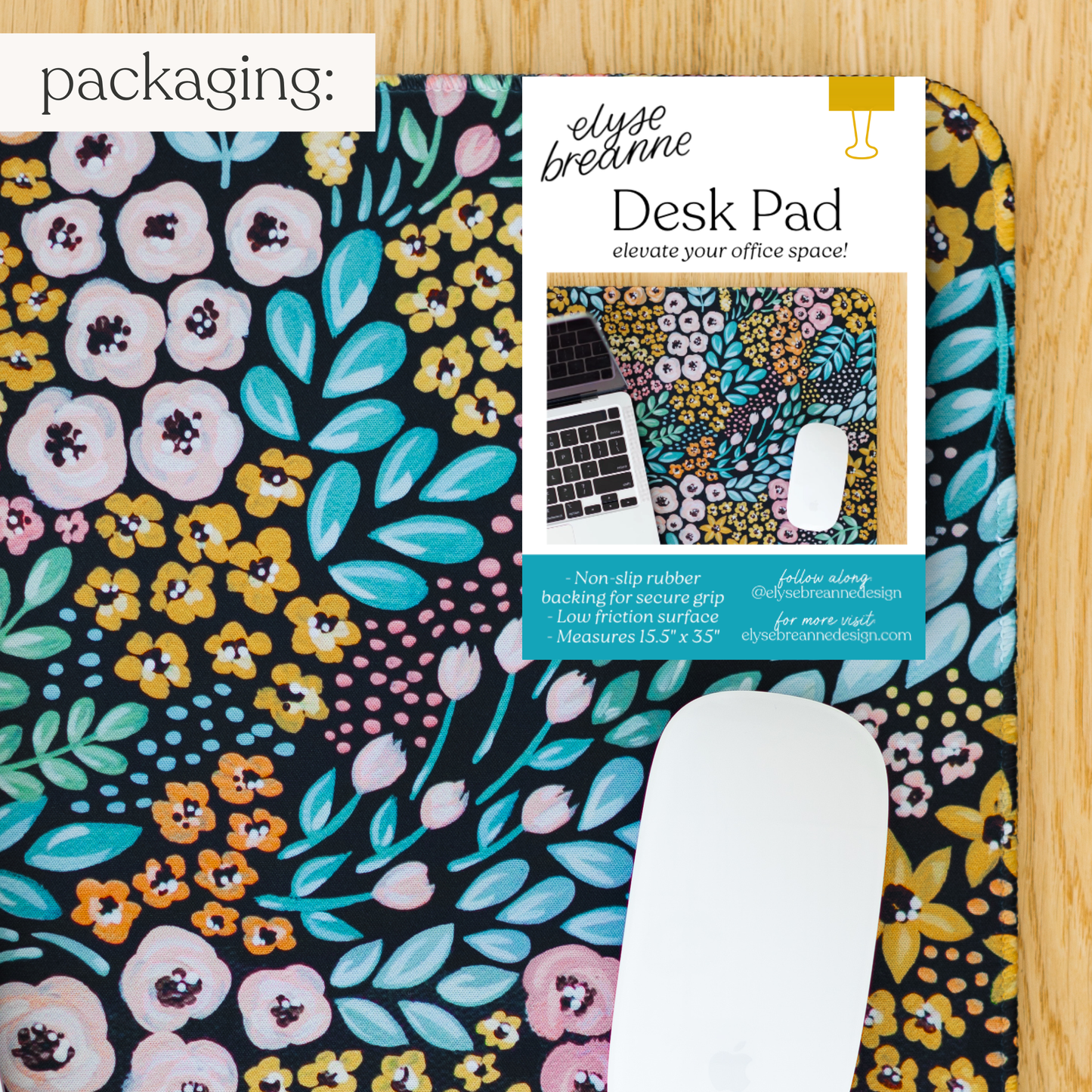 Black Floral Desk Pad: Small