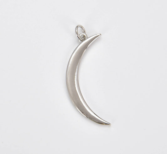 Silver Crescent Moon Micro Pave
