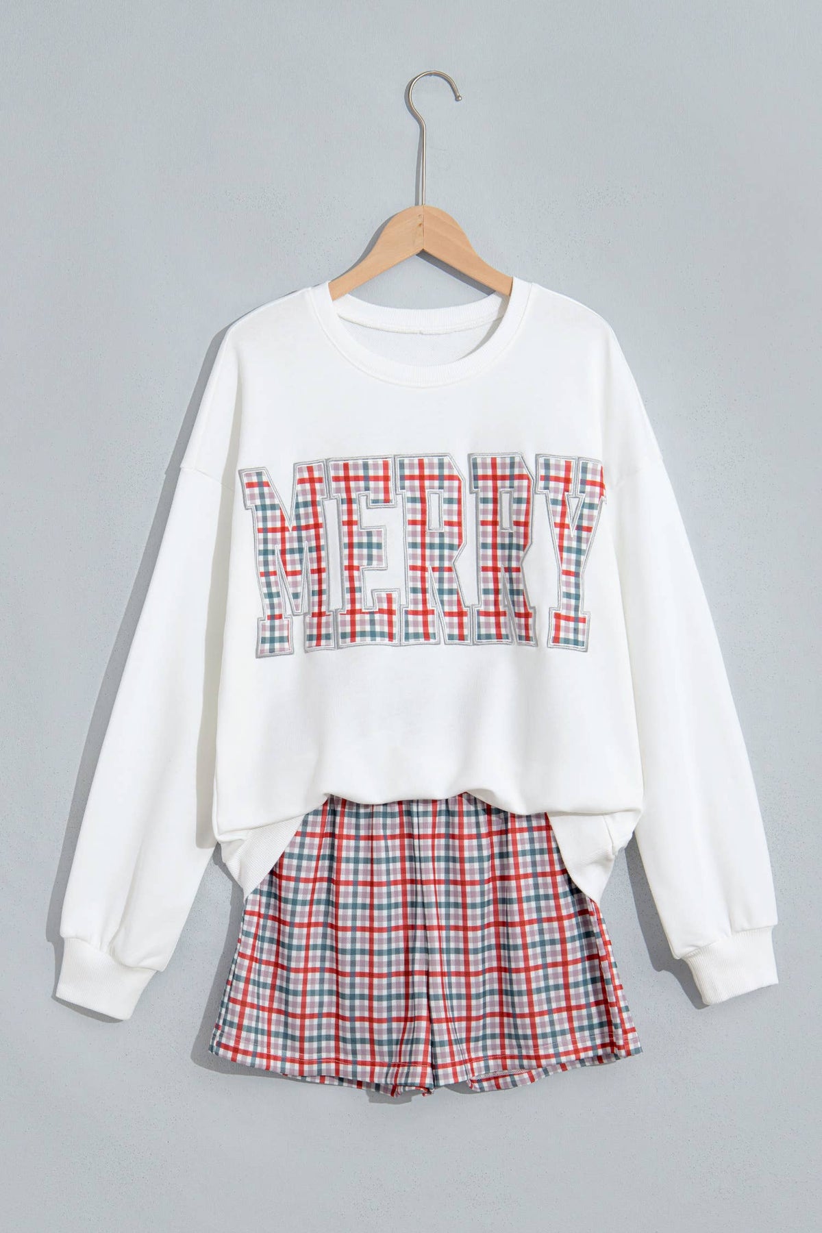 Merry Plaid Merry Christmas Shorts Set