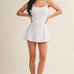 White Polka Dot Print Lace Trim Ruffle Mini Dress