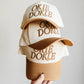 OKIE DOKIE Embroidered Trucker Hat in Caramel