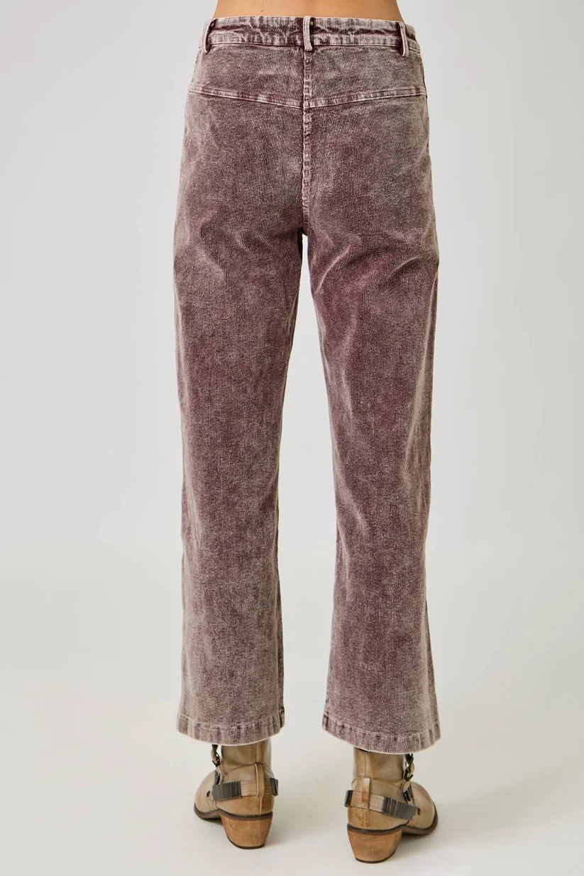 Julie Washed Corduroy Trousers in Eggplant