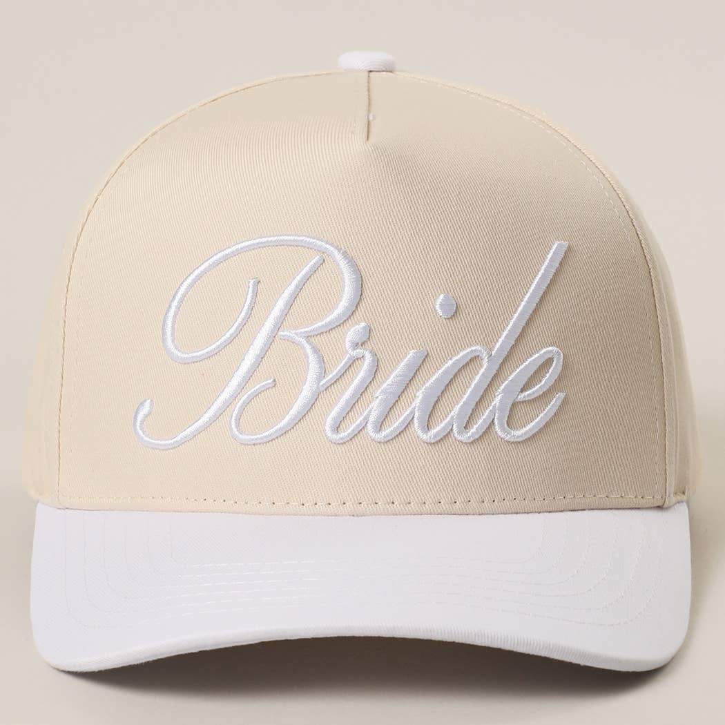 BRIDE Embroidered  Canvas Two-Tone Trucker Hat in White