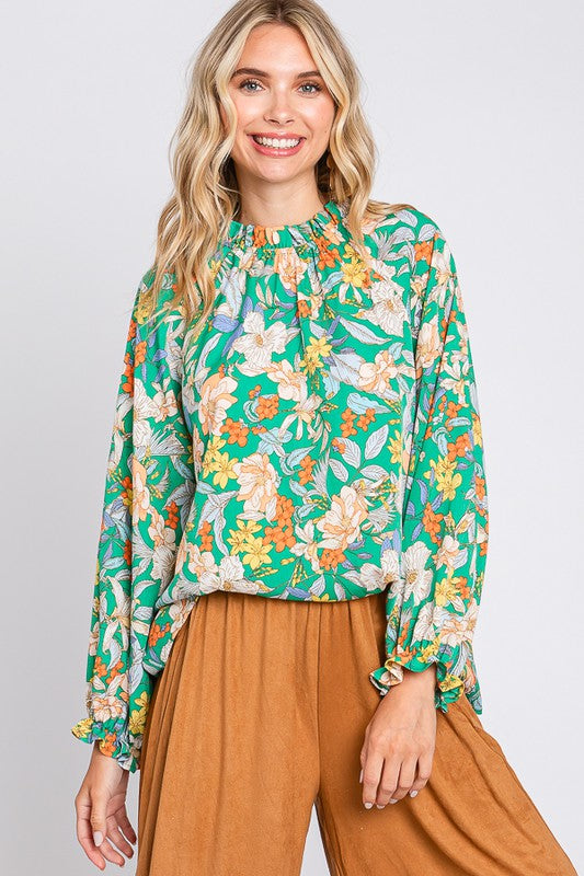 Sydney Floral Long Sleeve Top in Plus