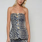 Ambria Leopard Print Stretch Denim Tube Top