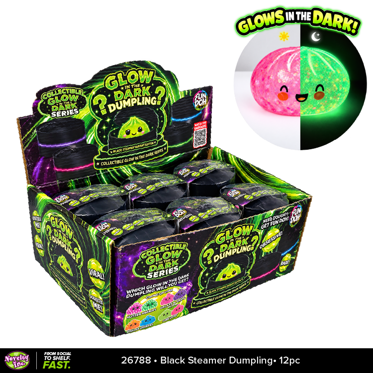 Fun Doh Glow-in-the-Dark Mystery Dumpling Squishy Toy Black