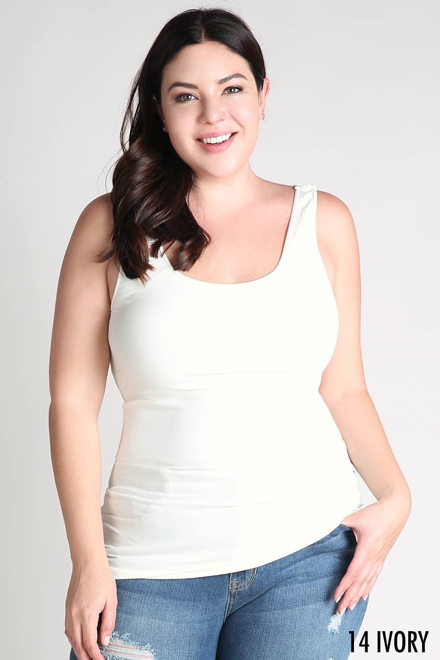 Zoey Plus Size Tank Top Jersey in White
