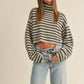 Amber Striped Turtle Neck Crop Sweater in Mocha/Black