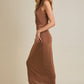Kenna Cowl Neck Sleeveless Maxi Dress in Latte