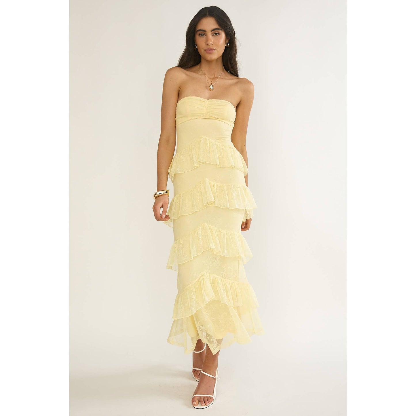 Chloe Sunshine Tier Maxi Dress in Butter