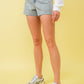 Lucie Studded Scatter Mid Rise Stretch Denim Shorts
