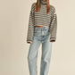 Amber Striped Turtle Neck Crop Sweater in Mocha/Black