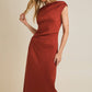 Lauren One Shoulder Midi Dress in Rust