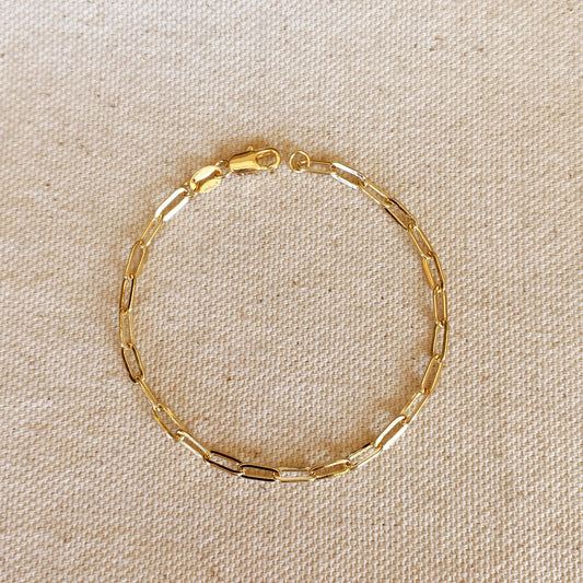 18k Gold Filled Short Link Paperclip Bracelet: 6 inches
