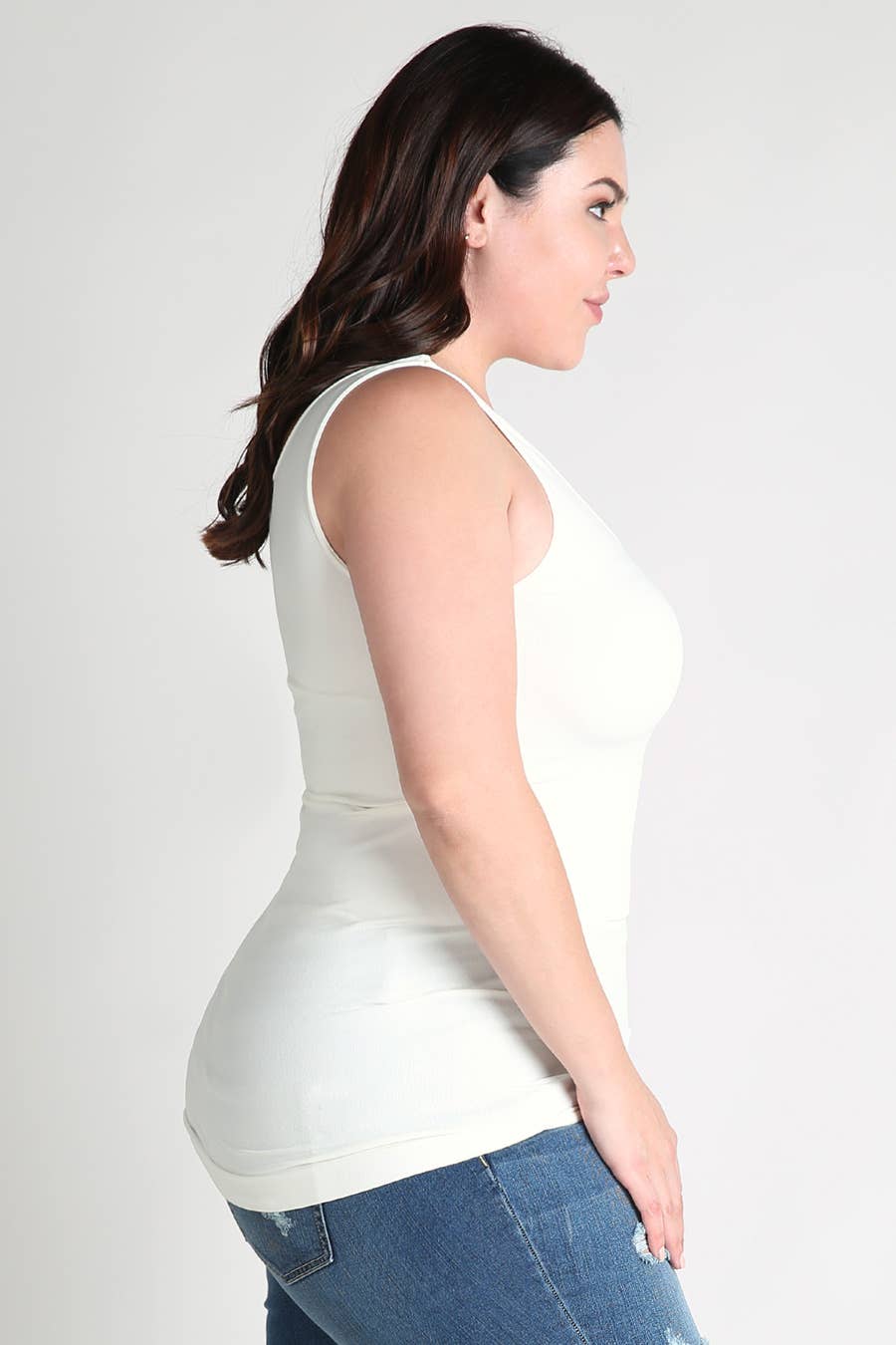 Zoey Plus Size Tank Top Jersey in White