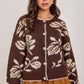 Julia Floral Patterned Cardigan in Mocha