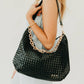 Sienna Slouchy Woven Shoulder Bag in Checkered Black
